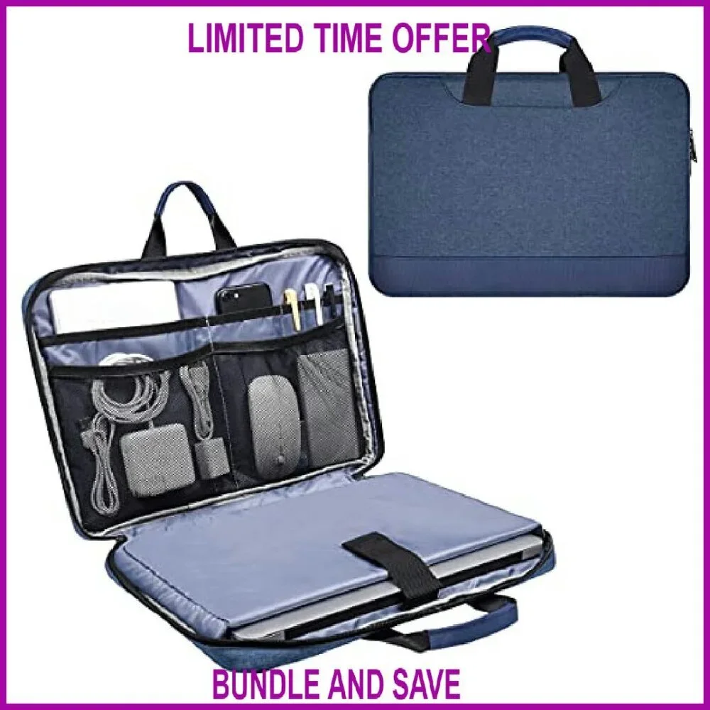 14-15 Inch Laptop Sleeve Case with Organizer, Waterproof Canvas
